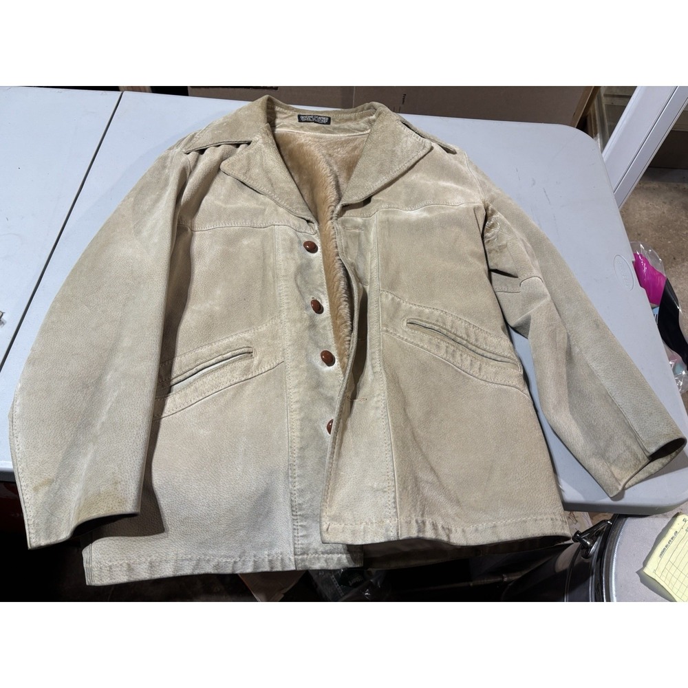 VTG 60s/70s McGregor Suede Car Coat -‎ Removable Sherpa Liner Made in USA Sz 42